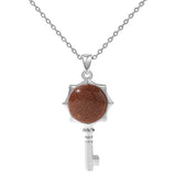 Sunflower Key Gemstone Pendant Necklace for Women Men #SN1766 with Silver Chain