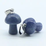 20mm Natural Crystal Mushroom Pendant Necklace, Mini Gemstone Reiki Chakra Jewelry