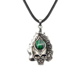 Dark Culture Silver Skull Fire Amulet Necklace • Vintage Biker Flame Skeleton Crystal Holder Pendant • Unisex Hip Hop Streetwear Jewelry