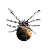 47×40mm Natural Crystal Ball Spider Pendant | Gothic Antique Silver Insect Charm for DIY Jewelry