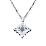 Vintage Stainless Steel Heart Pendant Necklace with Natural Green Aventurine - Celtic Knot Carved Heart Jewelry - Spiritual Protection Gift for Women & Men