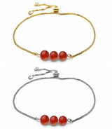 Dainty 3 Natural Chakra Gemstone Bead Bracelet Adjustable Slider Gold Plated Alloy Chain Crystal Bracelet Friendship Energy Healing Jewelry Gift