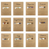 Zodiac Sign Crystal Necklace | Irregular Gravel Stone Pendant with Constellation Card for Women