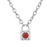 Fashionable Alloy Love Heart Lock with Natural Crystal Gemstone Charm Pendant Necklace Alloy Oval Chain Necklace