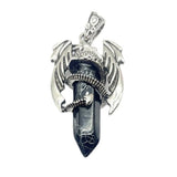 Mythical Flying Dragon Wrapped Quartz Point Pendant, Genuine Healing Stone Chakra Wand Charm, Wiccan Punk Spiritual Protection Jewelry Findings