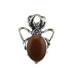 26×36mm Antique Silver Spider Pendant | Natural Crystal Cabochon Gothic Insect Charm for Jewelry Making