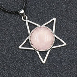 Star Pentagram Crystal Necklace | 40mm Natural Gemstone Pendant, Bohemian Healing Jewelry Gift