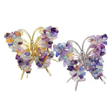 Natural Crystal Chip Butterfly Ornament | Gold-Plated Frame Handmade Gemstone Home Decor