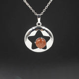Star Hollow Natural Crystal Stone Locket Pendant, Openable Round Star Gemstone Charms Necklace, Healing Crystal Jewelry for Women Gift