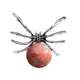 47×40mm Natural Crystal Ball Spider Pendant | Gothic Antique Silver Insect Charm for DIY Jewelry