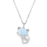 20×30mm Natural Crystal Fox Head Pendant Necklace, Healing Gemstone Beads for DIY Jewelry