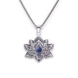 Stainless Steel Vintage Link Chain Custom Jewelry Bohemian Style Lotus Flower Jewelry for Women Necklace