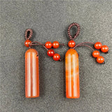 Lucky Healing Crystal Tube Keychain | Handwoven Cord Natural Gemstone Bag Charm Spiritual Friendship Gift
