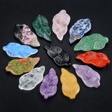 Natural Gemstone Leaf Pendants: Carved Crystal Healing Stones for Jewelry Making & Boho Home Decor