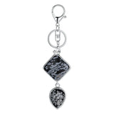 Minimalist Natural Stone Keychain Aesthetic Geometric Quartz Teardrop Charm Bag Pendant Girlfriend Gift