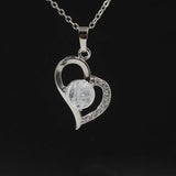 Heart Pendant Necklace, Hollow Love Shape Zircon Inlaid Crystal Bead Chain Necklace, Elegant Women Jewelry Gift