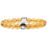 8mm Natural Crystal Stretch Beaded Bracelet with Heart Rhinestone Charm 19cm Elastic Energy Healing Gemstone Bracelet for Women Yoga Jewelry