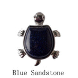Natural Crystal Turtle Pendant Necklace, Mixed Chakra Healing Stone Tortoise Charm, Reiki Gemstone Longevity Turtle Jewelry Gift for Women Men