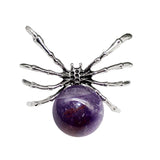 47×40mm Natural Crystal Ball Spider Pendant | Gothic Antique Silver Insect Charm for DIY Jewelry