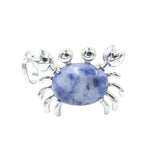 Natural Gemstone Crab Pendant | Silver-Tone Alloy Animal Charm for DIY Jewelry