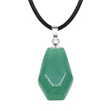 30mm Natural Crystal Coffin Pendant Necklace, Gothic Healing Stone Charm for Halloween