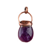 Mystic Crystal Potion Jar Pendant - Antique Bronze Capped Waterdrop Gemstone Magic Spell Purse Amulet for Necklace