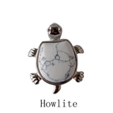 Natural Crystal Turtle Pendant Necklace, Mixed Chakra Healing Stone Tortoise Charm, Reiki Gemstone Longevity Turtle Jewelry Gift for Women Men