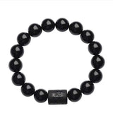 Crystal Obsidian Bracelet Engrave with Dragon or Phoenix Totem Cylinder Bead Men or Women Natural Stone Chain Famous Fashion