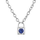 Fashionable Alloy Love Heart Lock with Natural Crystal Gemstone Charm Pendant Necklace Alloy Oval Chain Necklace