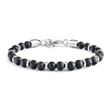 6mm Natural Stone Beaded Bracelet with Stainless Steel Clasp Adjustable Extender Chain Matte Onyx Tiger Eye Bracelet for Men Daily Wrist Jewelry