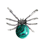 47×40mm Natural Crystal Ball Spider Pendant | Gothic Antique Silver Insect Charm for DIY Jewelry
