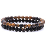 6mm Double Layer Natural Stone Stretch Bracelet, Chakra Healing Crystal Beaded Couple Bracelets Unisex Elastic Wrist Jewelry Gift for Men Women