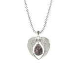 Vintage Silver Angel Wings Heart Necklace - Ready to Wear Teardrop Crystal Ball Chain Pendant for Women, Spiritual Gift