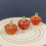 Cute Gemstone Pumpkin Crystal Charm Pendant Pack Carved Mini Natural Stone Flower Beads with Iron Bail for DIY Necklaces Bracelets Earring Making