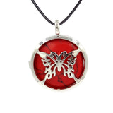Butterfly Rebirth Symbol Crystal Necklace, Natural Healing Stone Hollow Butterfly Charm Pendant, Birthday Gift Jewelry for Ladies