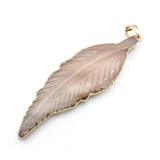 Gold Edge Natural Stone Feather Pendant, Angel Wing Gemstone Charm for DIY Necklace Earring Keychain Jewelry Making