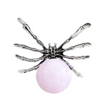 47×40mm Natural Crystal Ball Spider Pendant | Gothic Antique Silver Insect Charm for DIY Jewelry