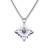 Stainless Steel Witch’s Knot Gemstone Necklace  Celestial Moon Goddess Pendant - Wiccan Protection Jewelry for Women & Men