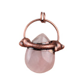 Antique Bronze Wrapped Waterdrop Gemstone Pendant - Gothic Romance Protective Crystal Talisman for Men Women