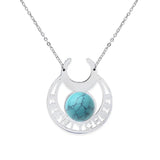 Stainless Steel Witch Moon Pendant Necklace - Triple Moon Goddess Symbol with Moonstone Style Gemstone - Wiccan Pagan Jewelry for Women & Men