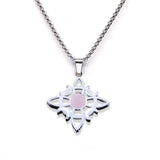 Stainless Steel Witch’s Knot Gemstone Necklace  Celestial Moon Goddess Pendant - Wiccan Protection Jewelry for Women & Men
