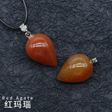Natural crystal agate Drop Pendant Necklace Natural Stone Pendants Water Drop Shape Mixed Color Crystal Agates Stone Charms