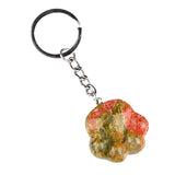 28×30mm Natural Crystal Cat Paw Keychain | Cute Gemstone Pendant Keyring for Animal Lovers