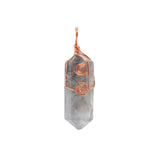 Natural Crystal Hexagonal Point Pendant • Copper Wire Wrapped Double Spiral Crystal Charm • Healing Chakra Gemstone Jewelry Making Accessory