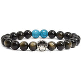 Natural Stone Stretch Beaded Bracelet with Turquoise Accent & Heart Charm Chakra Energy Healing Elastic Bracelet for Women Stacking Jewelry