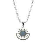 Boho Celestial Sun Crystal Necklace - Natural Gemstone Stainless Steel Chain