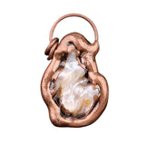 30-45mm Vintage Copper Pendant Necklace with Natural Pearl Inlay | Unique Irregular Shape for Weddings & Parties