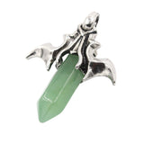 Natural Crystal Amethyst Healing Hexagonal Point Silver Bat Wing Gemstone Pendant For Jewelry Making