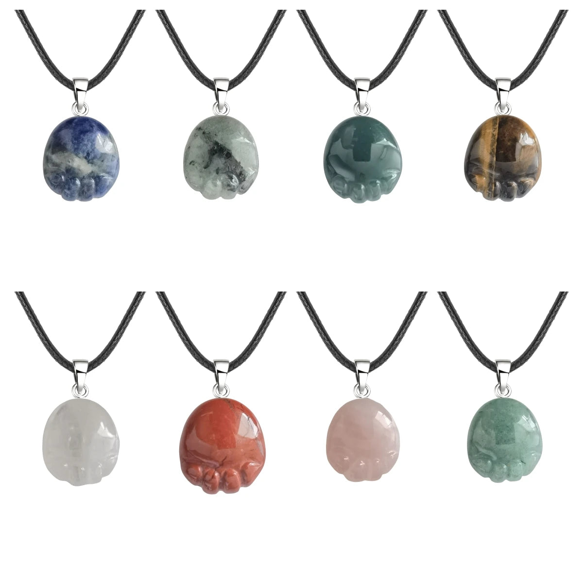 23×25mm Hand-Carved Crystal Footprint Pendant | Natural Gemstone Paw Print Necklace for Healing