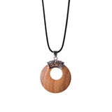 Boho Hollow Circle Donut Gemstone Pendant, Vintage Crown Metal Cap Natural Stone Charm, Handmade Jewelry Making Supply